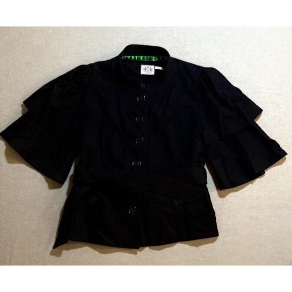 Juicy Couture Wool Jacket Womens 4 Black 3/4‎ Sleeve Blazer Ladies.